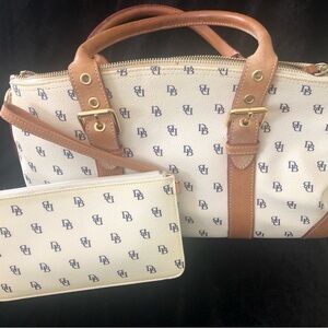 Dooney & Bourke Cream and Brown Satchel Set